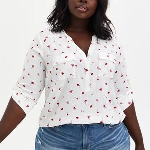 Torrid Harper Roll Tab Sleeve Shirt